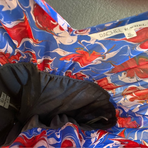 RACHEL ROY floral print XL dress, asymmetric hemline w/ leather belt - like new. - Picture 10 of 15